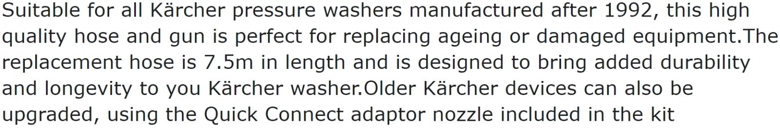 קיט צינור ואקדח למכונת שטיפה בלחץ קרשר KARCHER HK7.5 TEXT